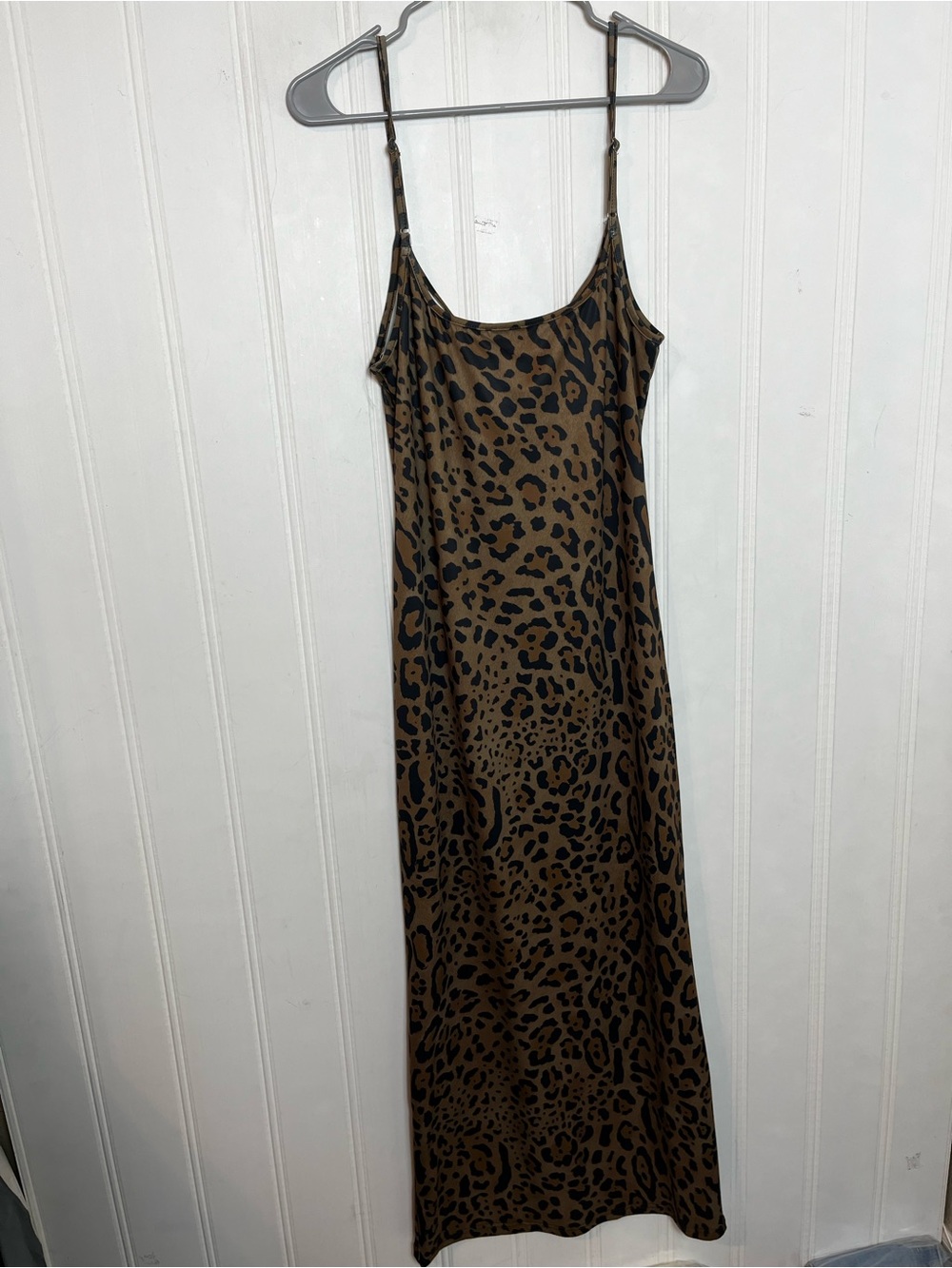 Leopard Print Slip Dress in Brown and Black